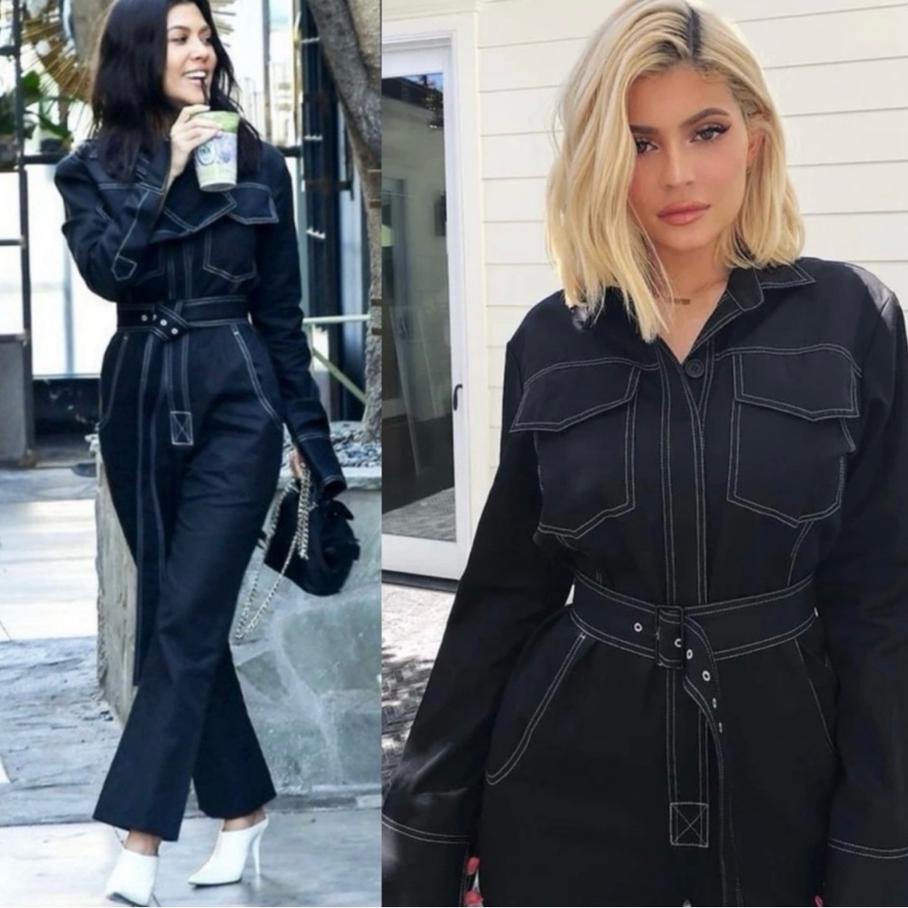 Orseund Iris Work Wear Belted Jumpsuit In Black Overalls Size XS Kylie